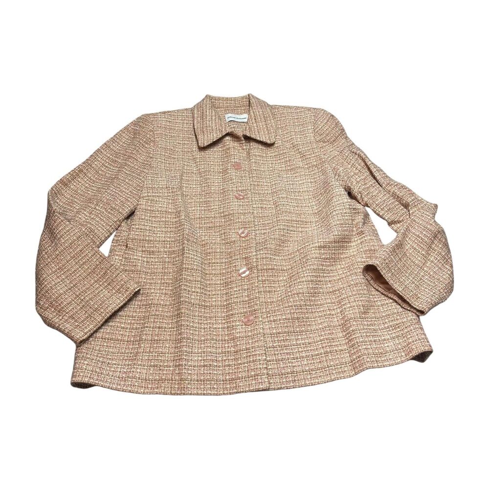 Alfred Dunner Blazer Jacket Women's 14 Pink Acrylic Lined Collared Button Front